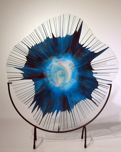 DD18-30011 Energy Web Navy, Sky Blue $350 at Hunter Wolff Gallery